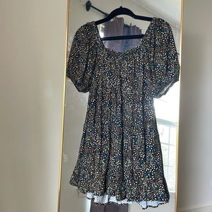 Floral ruffle square-neck sundress